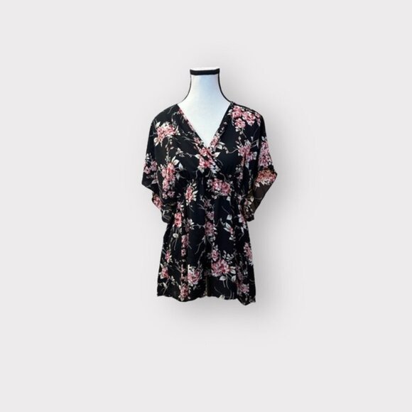 NWOT Women’s Torrid Black Floral Babydoll Georgette Surplice Top 2 2X 2XL XXL - Picture 6 of 11